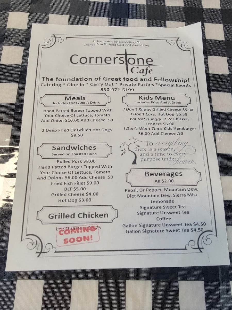 Cornerstone Cafe Photo Menu 3