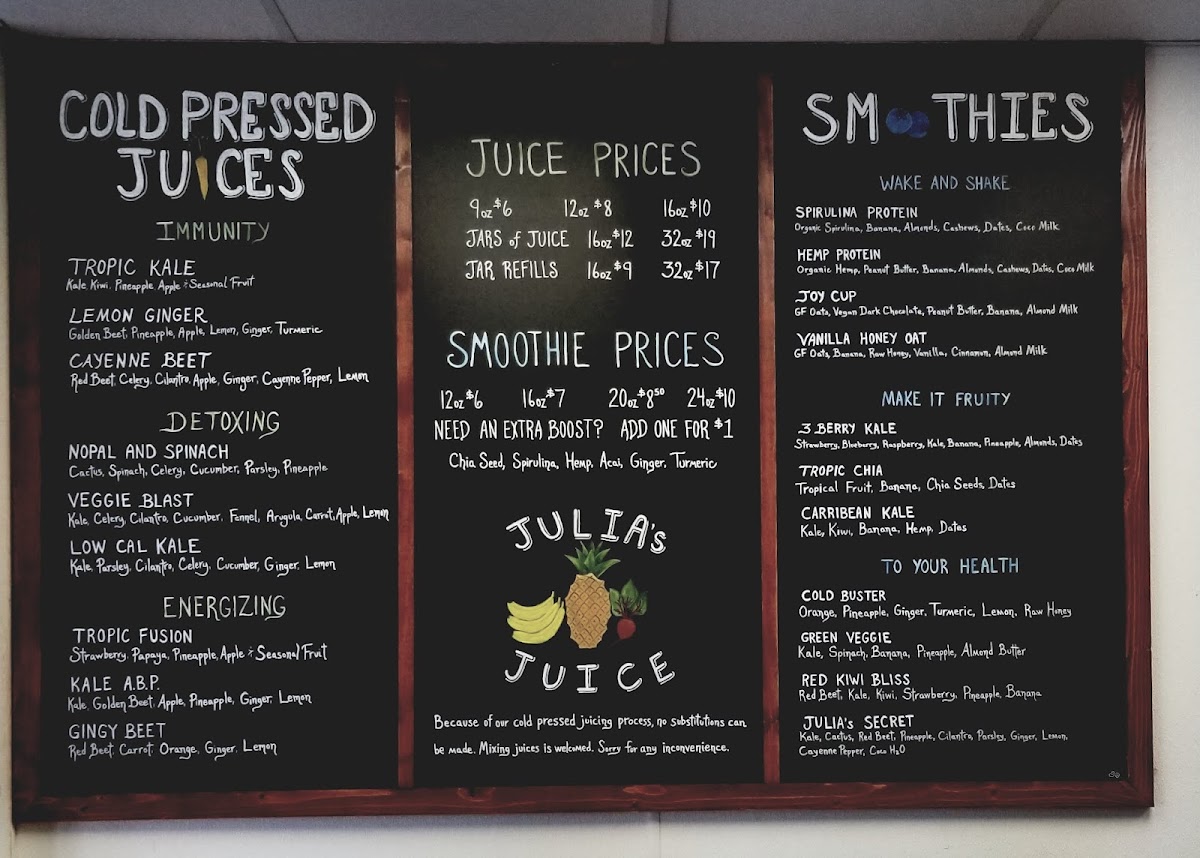 Julia's Juice Bar Photo Menu 4