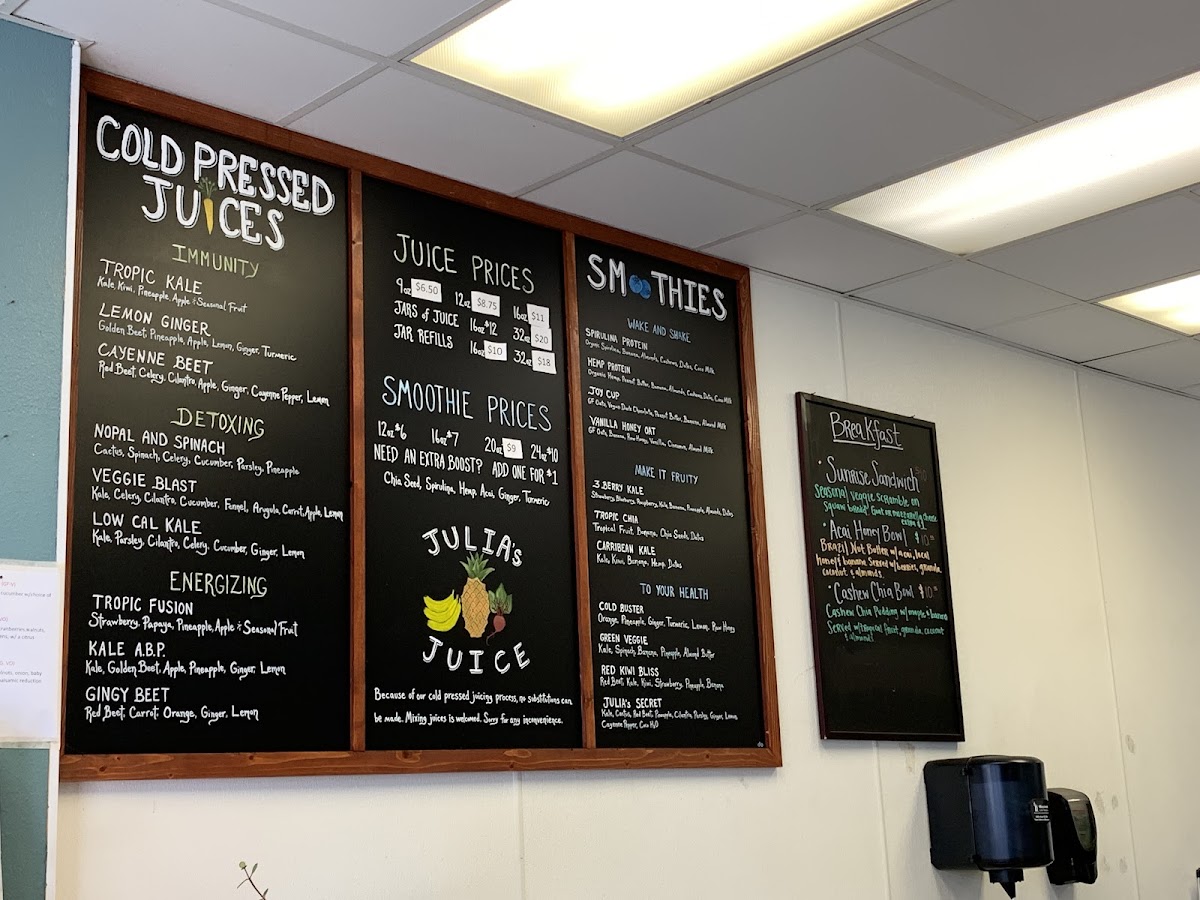 Julia's Juice Bar Photo Menu 5
