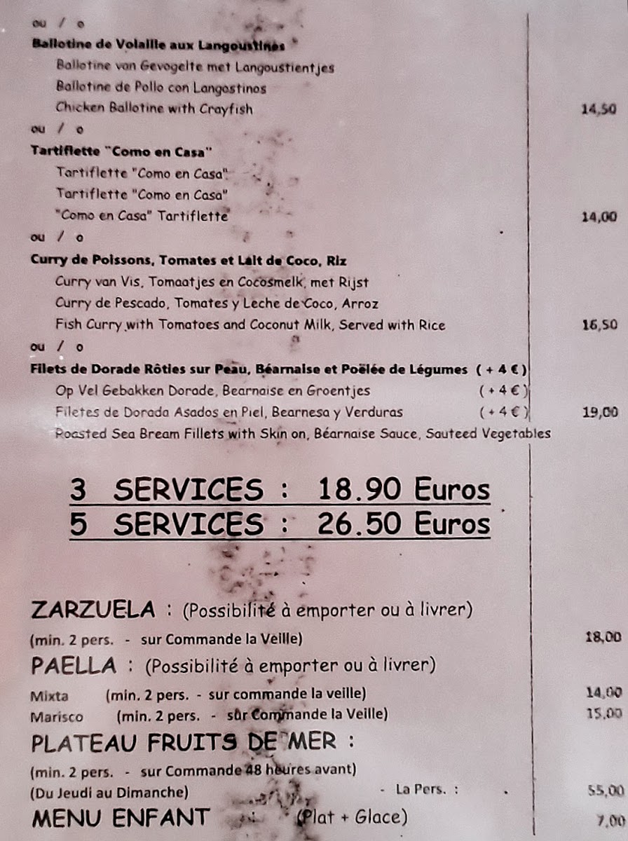 Como en Casa - Restaurant Belge Photo Menu 2