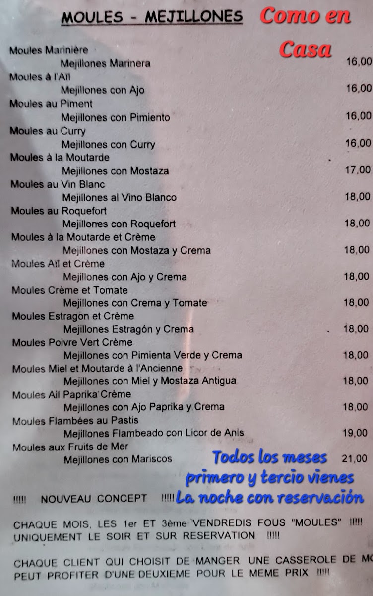 Como en Casa - Restaurant Belge Photo Menu 8