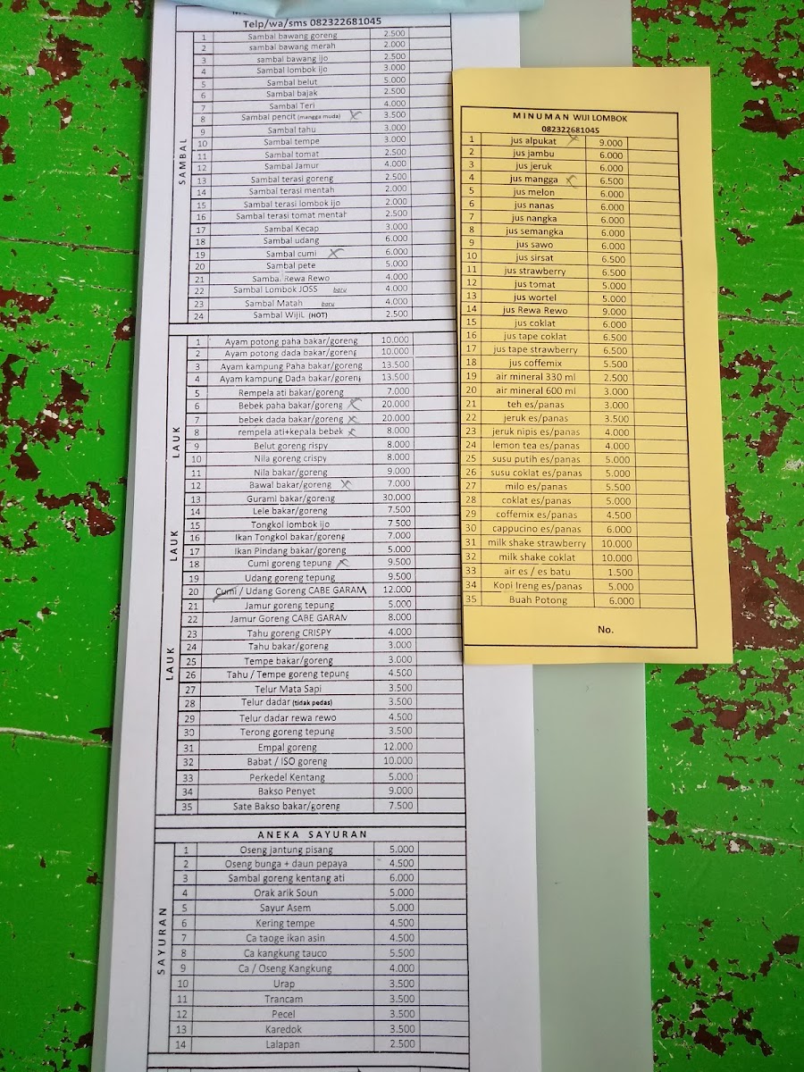 Warung Wiji Lombok Temanggung Photo Menu 8