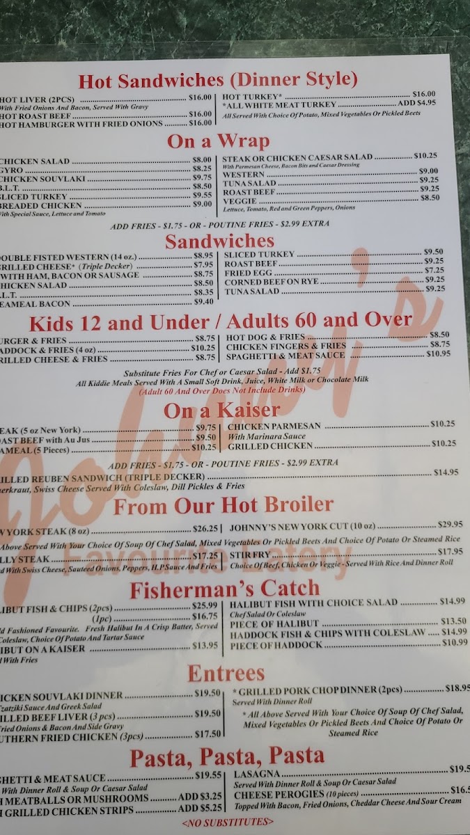 Johnny's Eatery Photo Menu 2