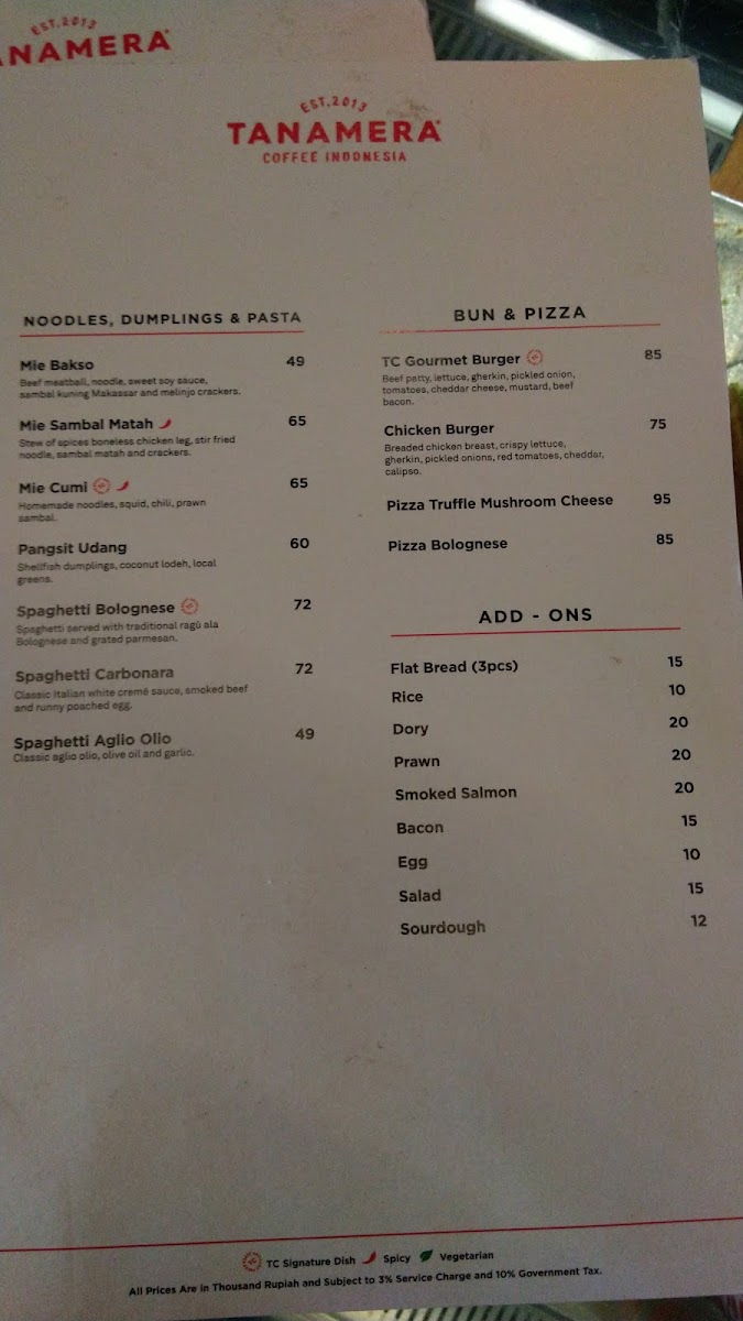 Tanamera Coffee Pettarani Business Centre Photo Menu 2