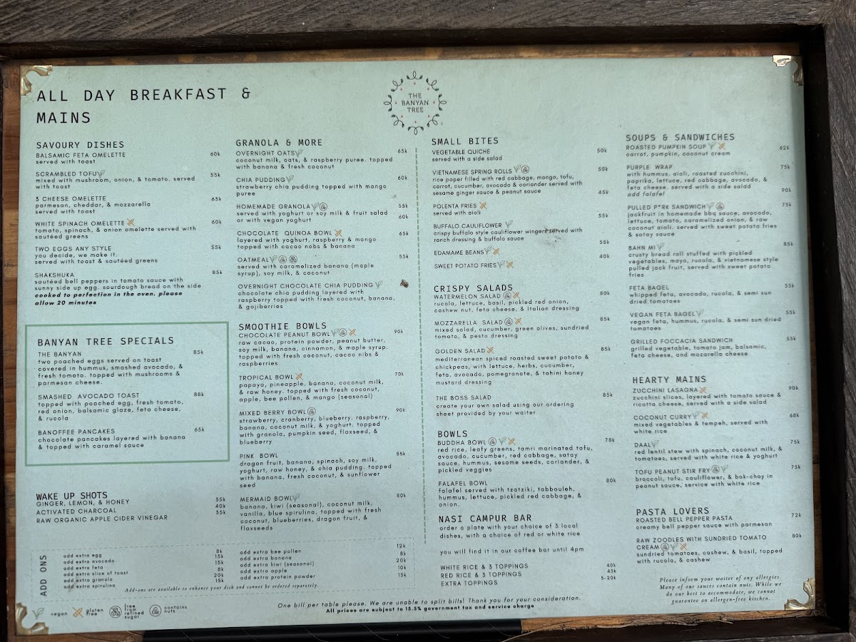 The Banyan Tree Photo Menu 1