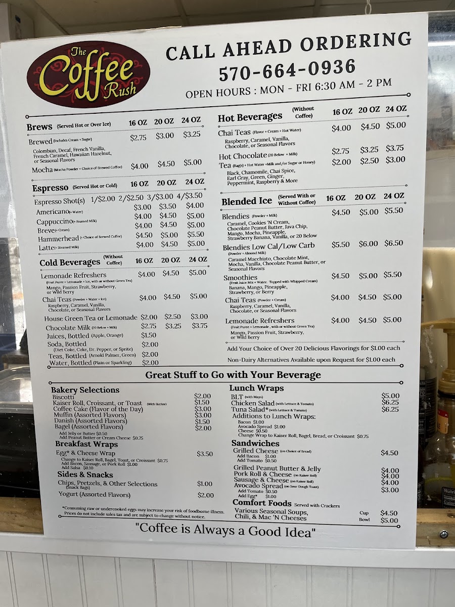 The Coffee Rush Photo Menu 2