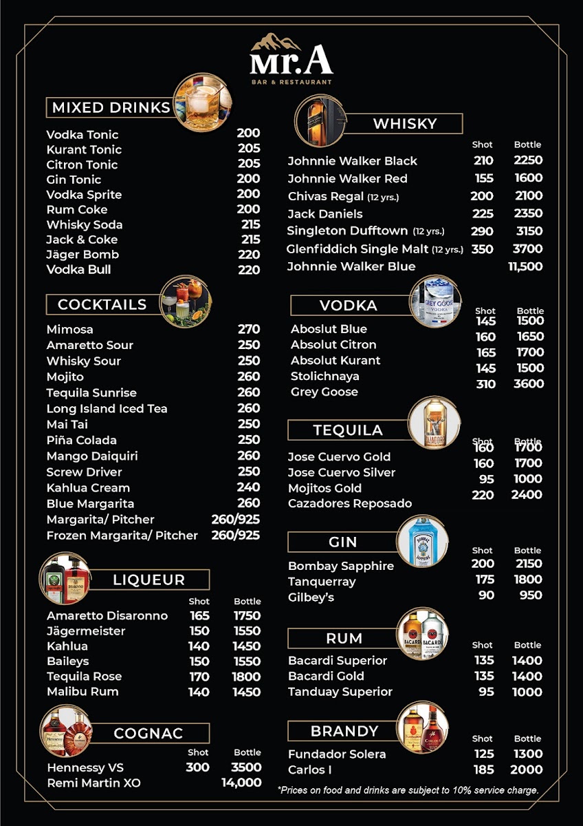 Mr. A Bar & Restaurant Photo Menu 2