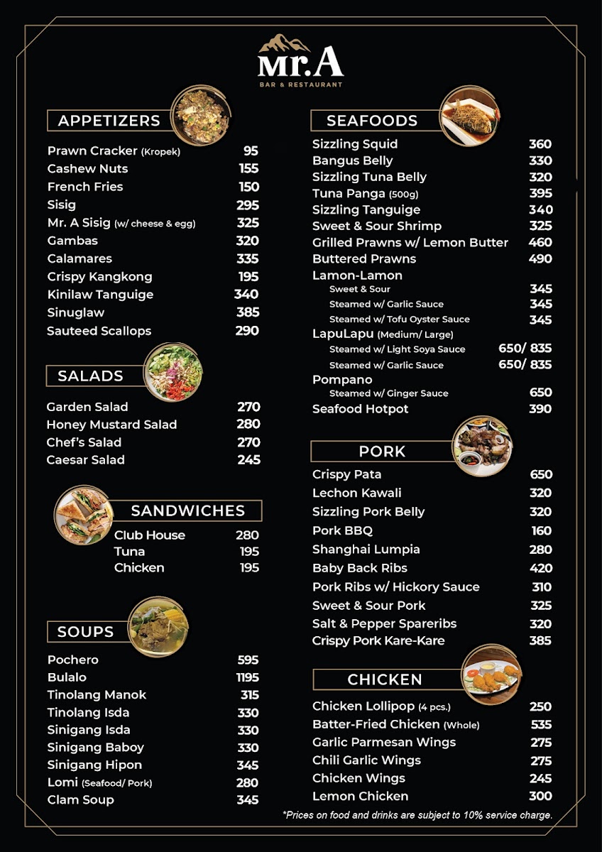 Mr. A Bar & Restaurant Photo Menu 3