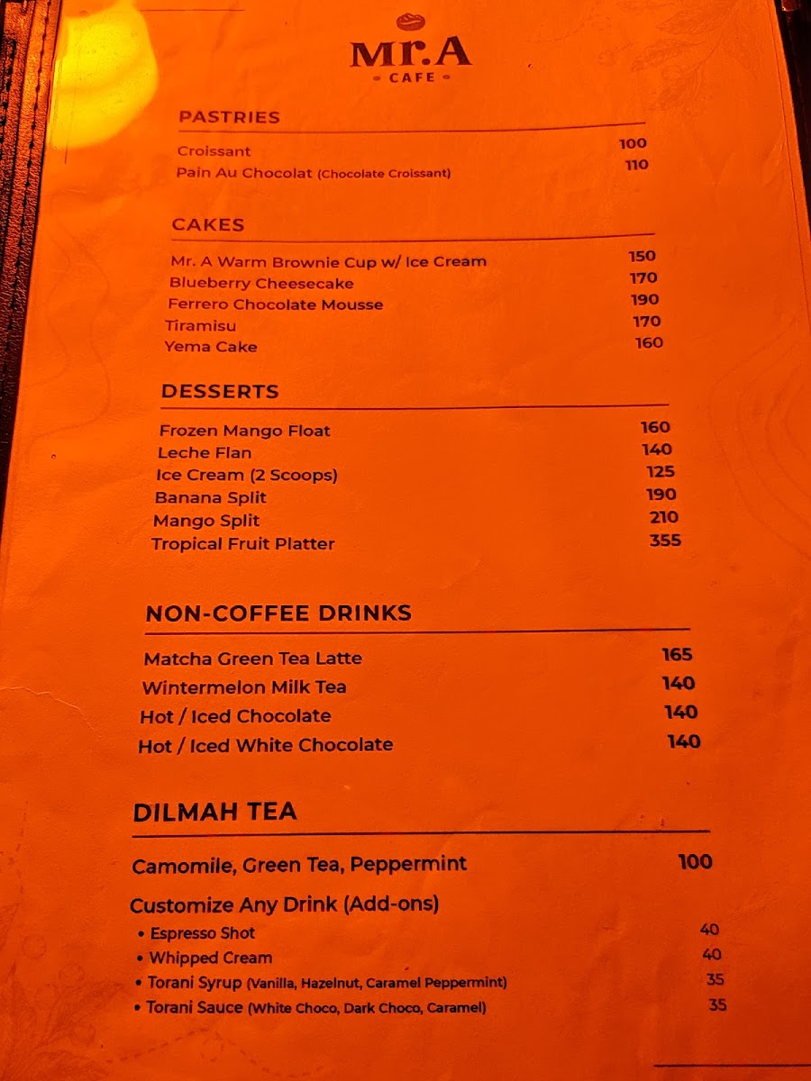 Mr. A Bar & Restaurant Photo Menu 9
