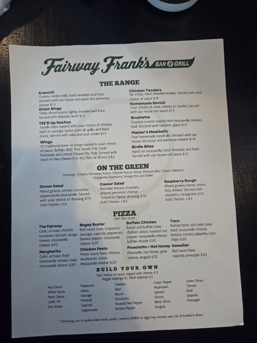 Fairway Frank's Bar & Grill Photo Menu 2