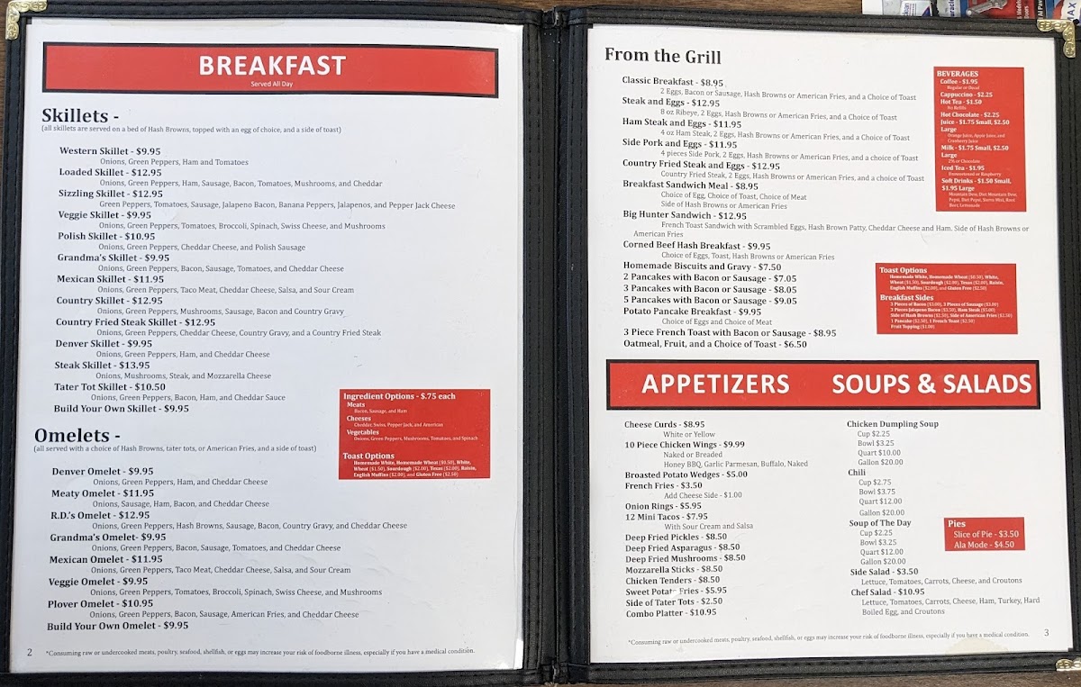 R.D.'s Diner Photo Menu 1
