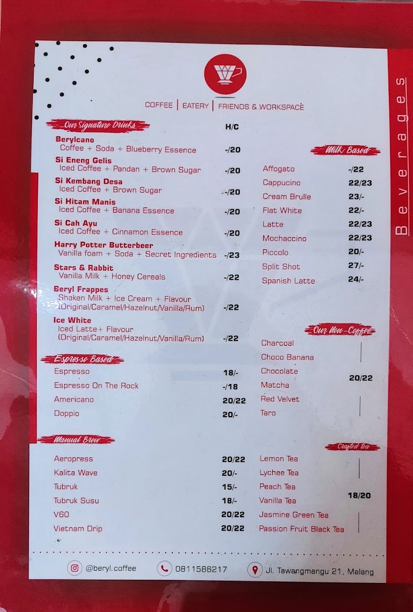Beryl Coffee Photo Menu 3