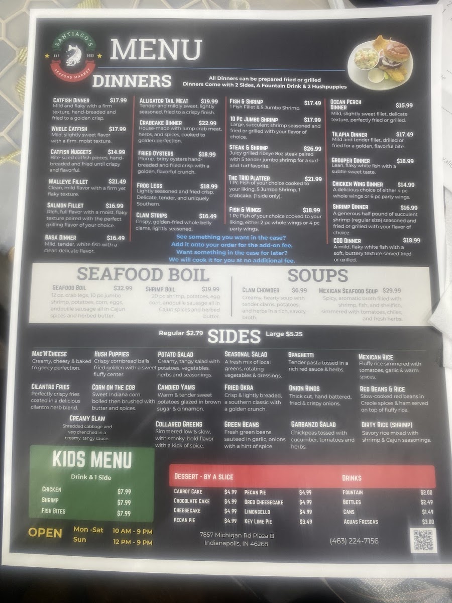 Santiago’s Seafood Market Photo Menu 9