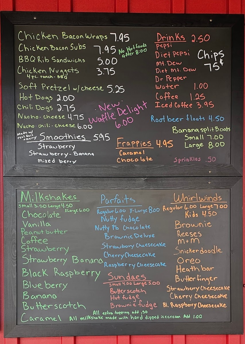 Cowlick's Ice Cream Shoppe Photo Menu 1
