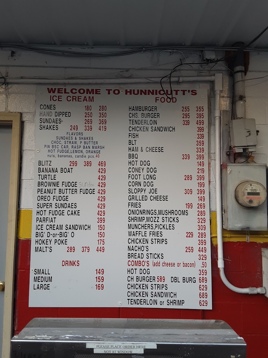 Hunnicutt's Dairy Bar Photo Menu 2