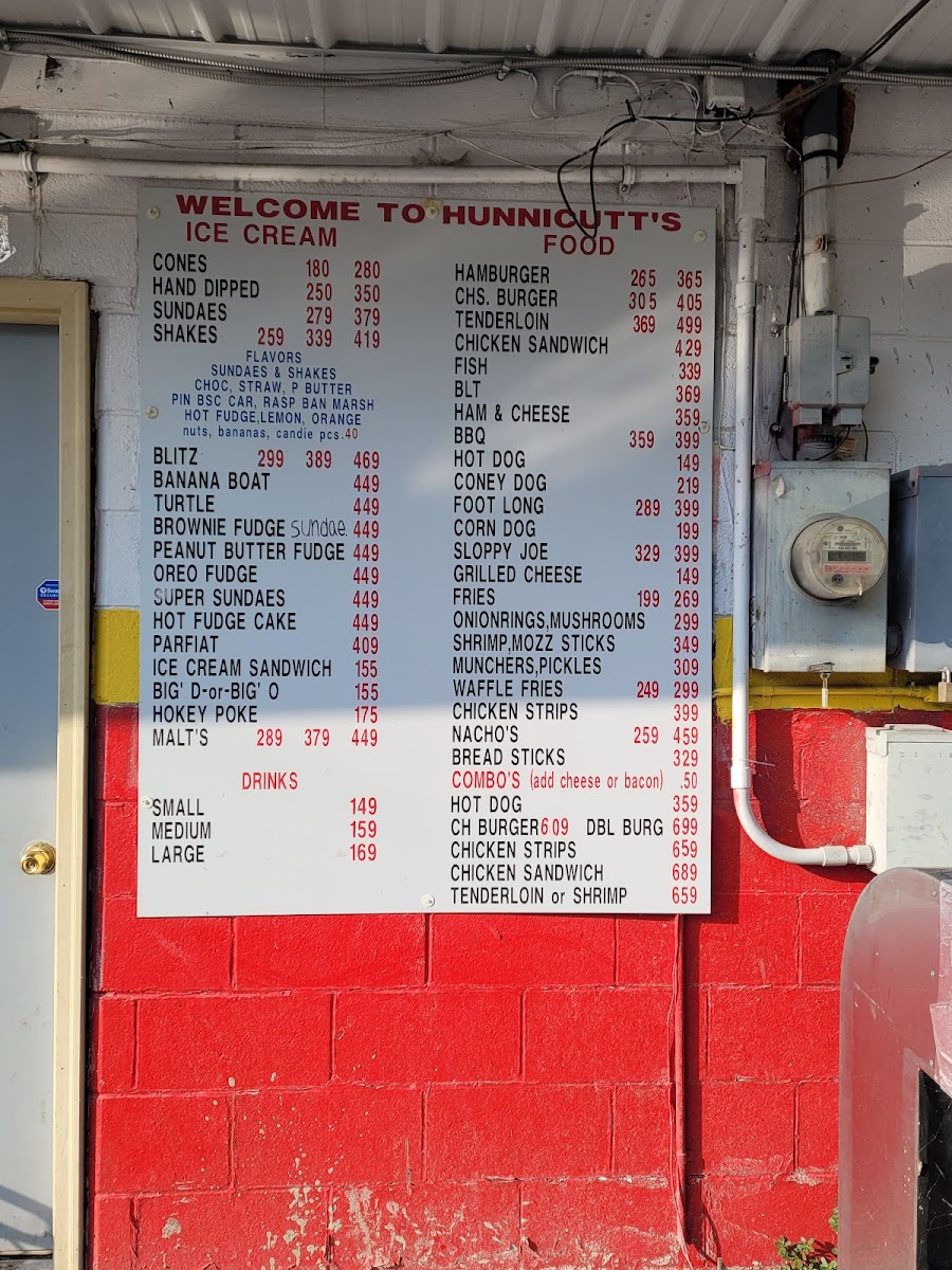Hunnicutt's Dairy Bar Photo Menu 8