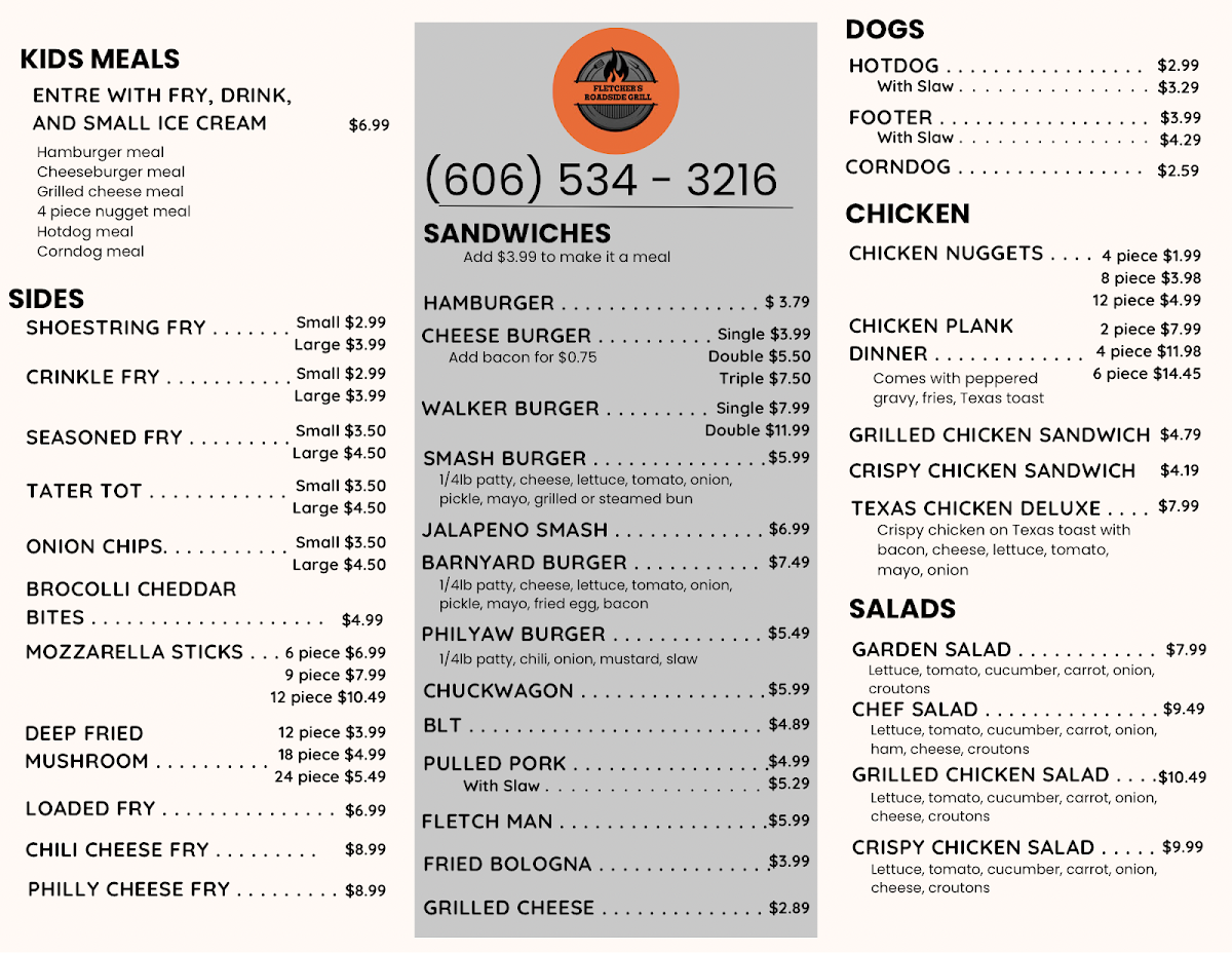 Fletcher's Roadside Grill Photo Menu 1