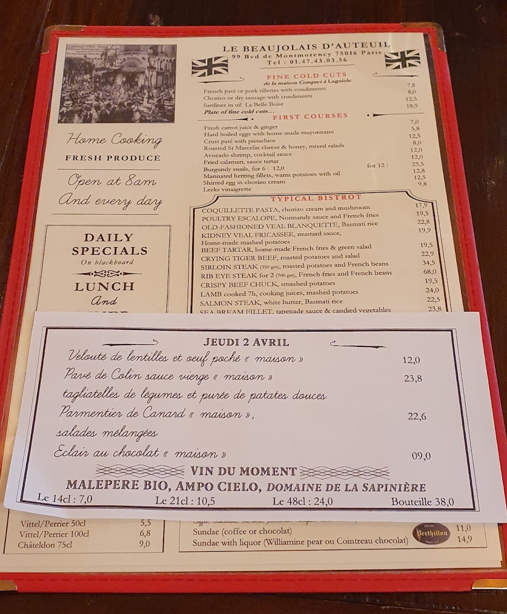 Le Beaujolais d'Auteuil Photo Menu 2