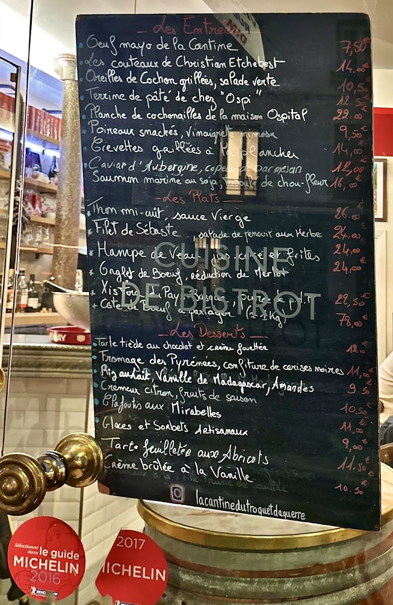 Restaurant La Cantine du Troquet Daguerre Photo Menu 1