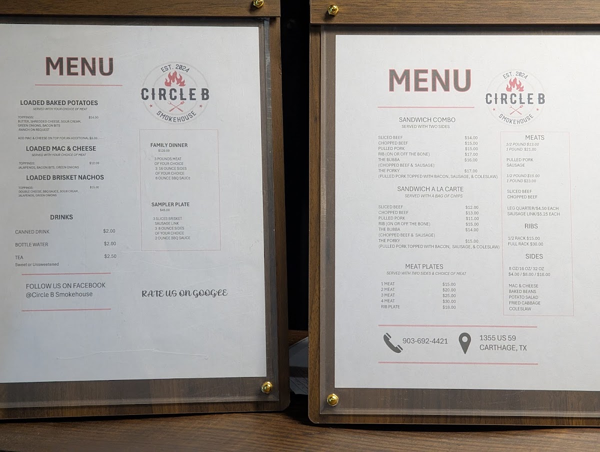 Circle B Smokehouse Photo Menu 3