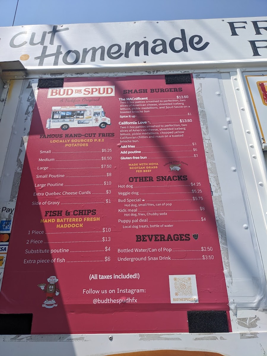 Bud the Spud Chip Truck Photo Menu 1