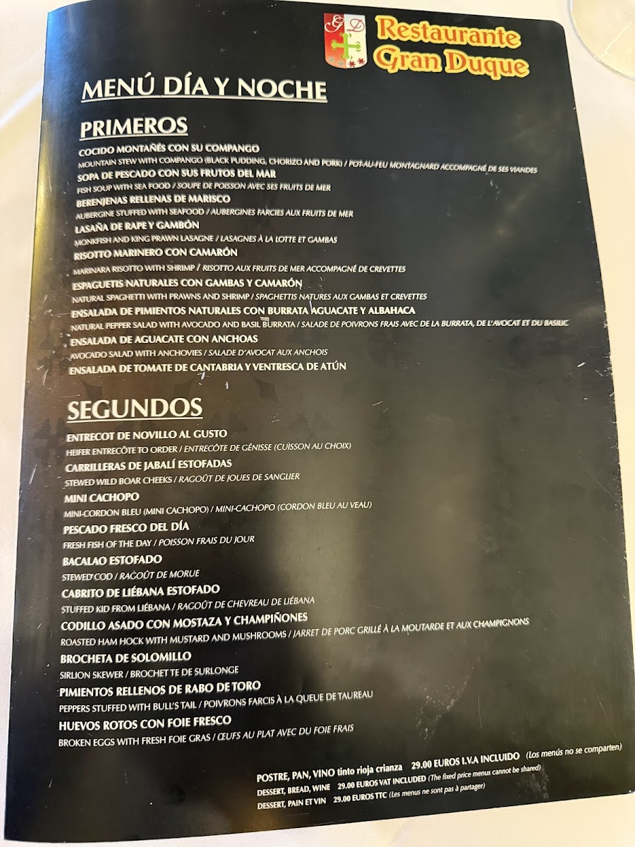 Restaurante Gran Duque Photo Menu 1