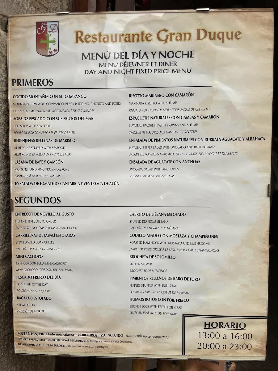 Restaurante Gran Duque Photo Menu 2