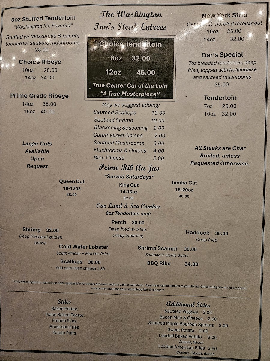 Washington Inn Supper Club Photo Menu 2