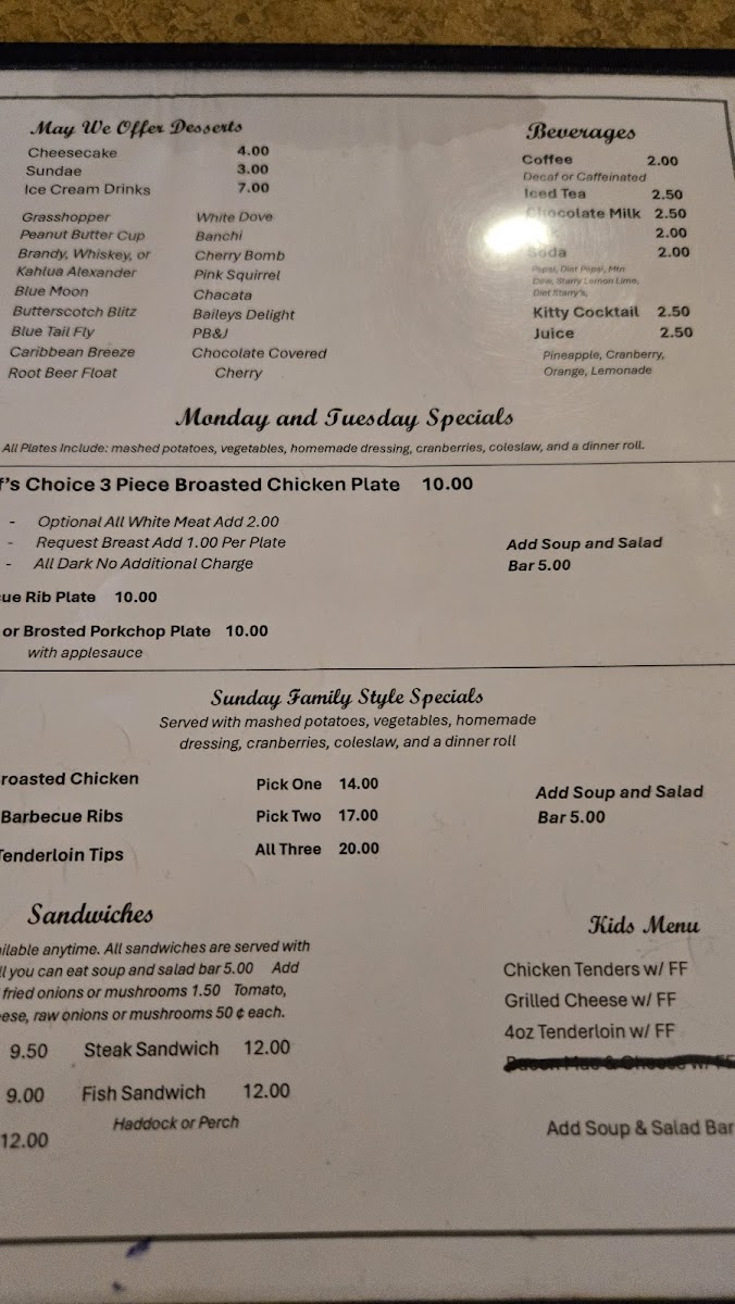 Washington Inn Supper Club Photo Menu 4