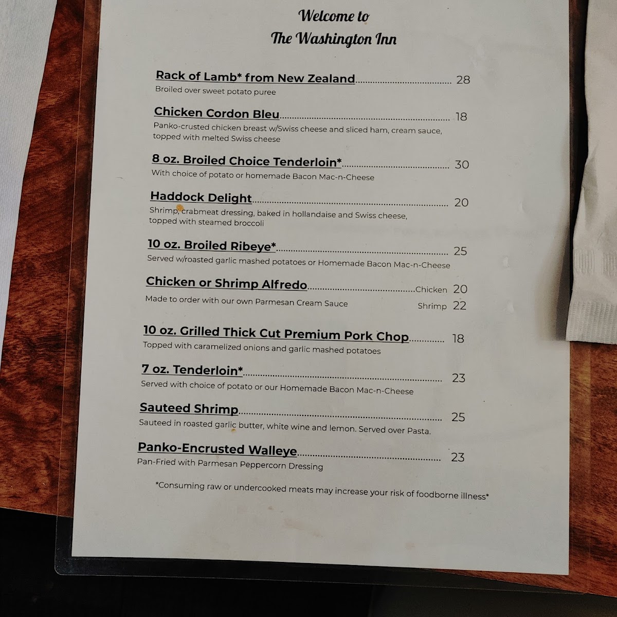 Washington Inn Supper Club Photo Menu 5