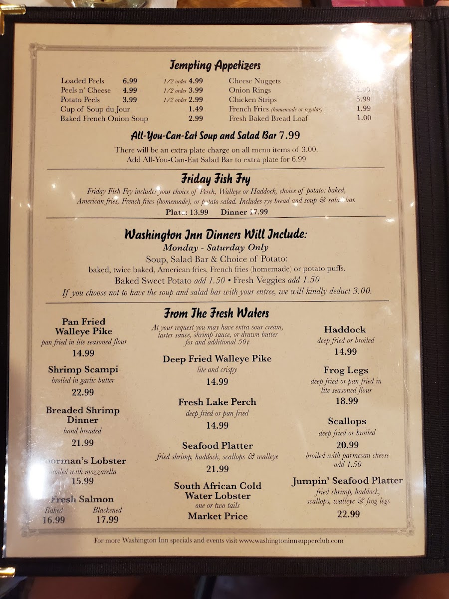 Washington Inn Supper Club Photo Menu 8