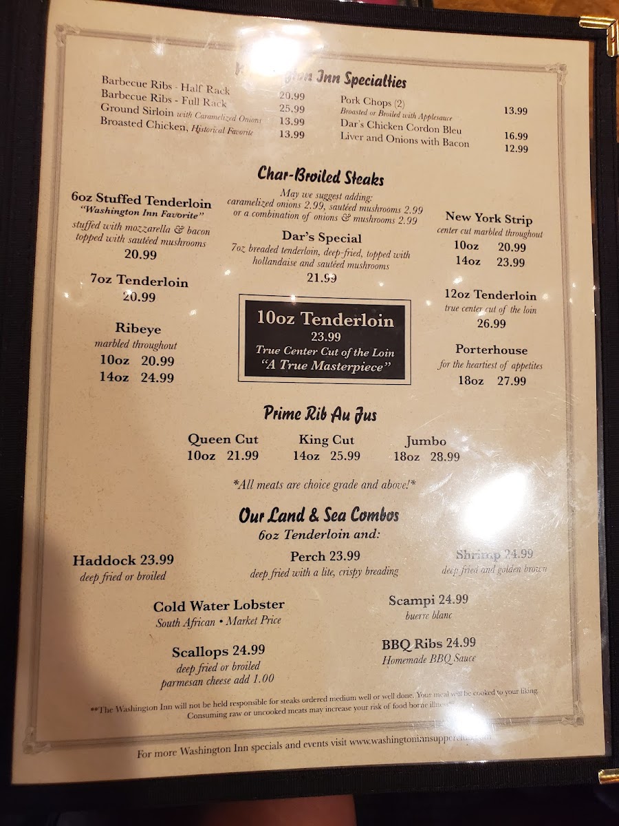 Washington Inn Supper Club Photo Menu 9