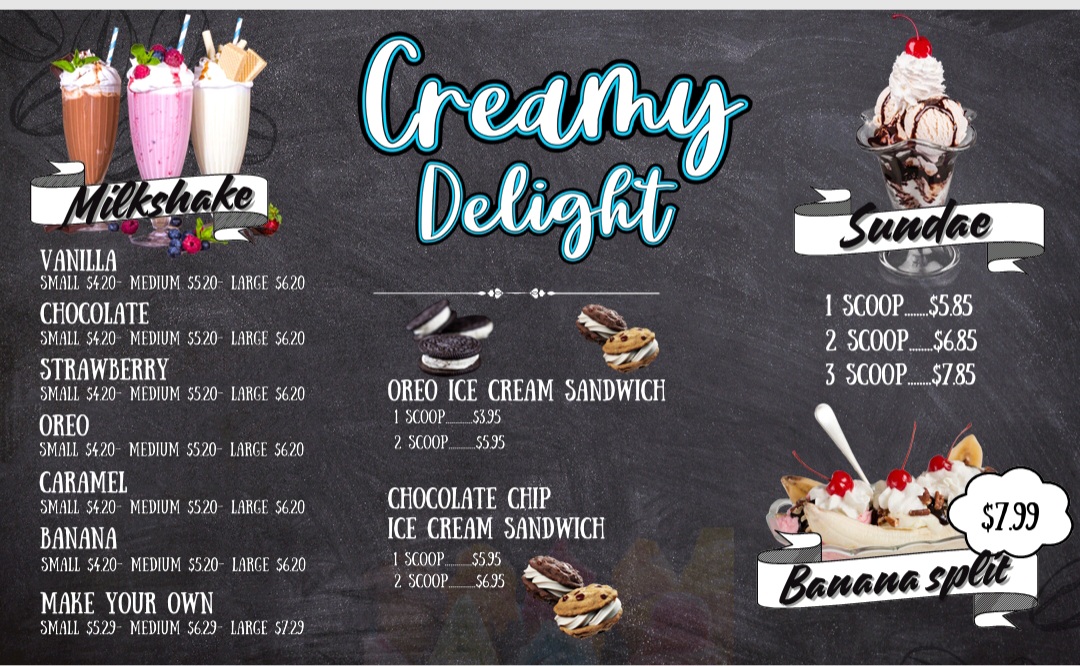 Creamy Delight Photo Menu 3