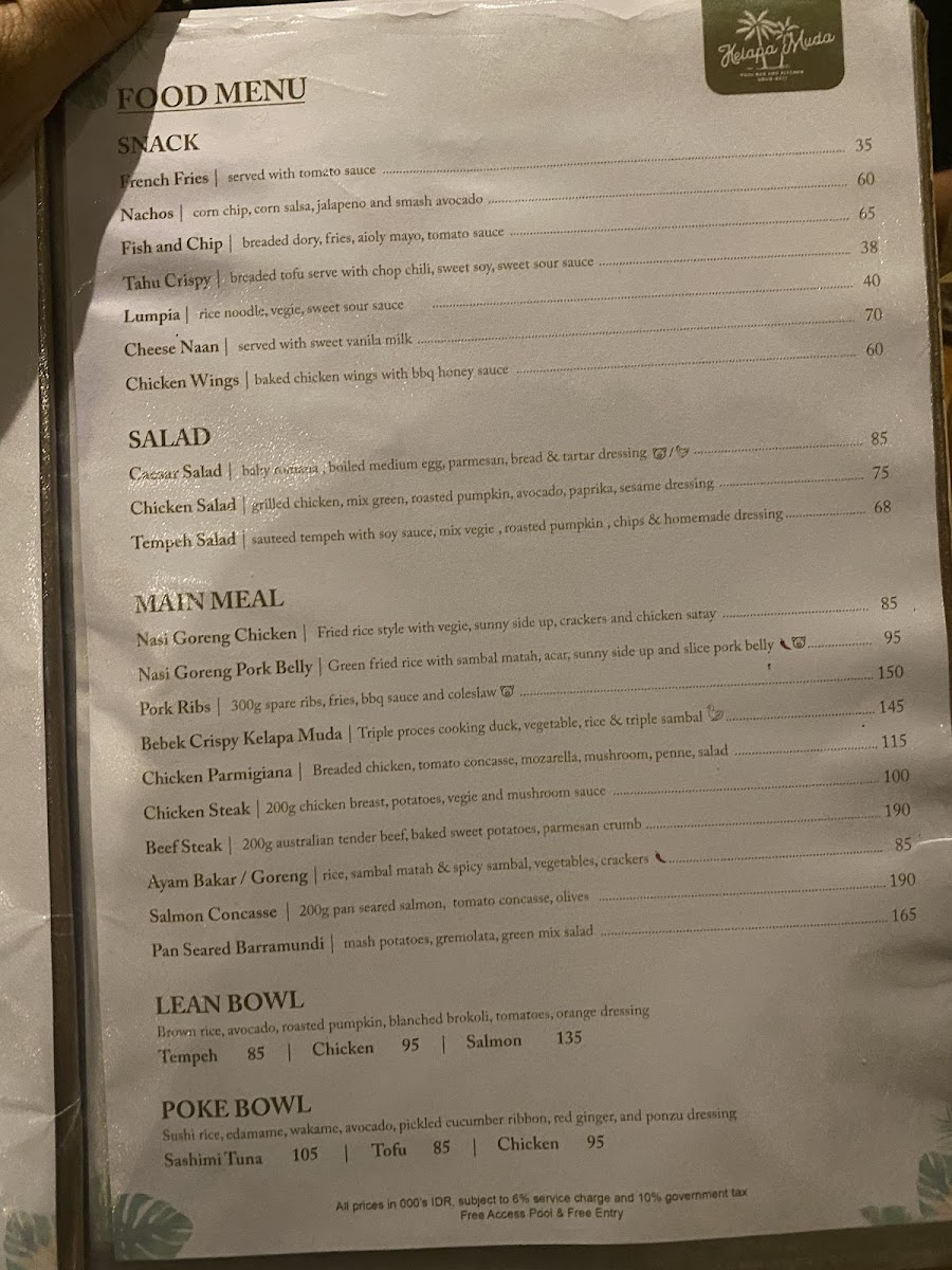 Kelapa Muda Ubud Pool Bar & Kitchen Photo Menu 4