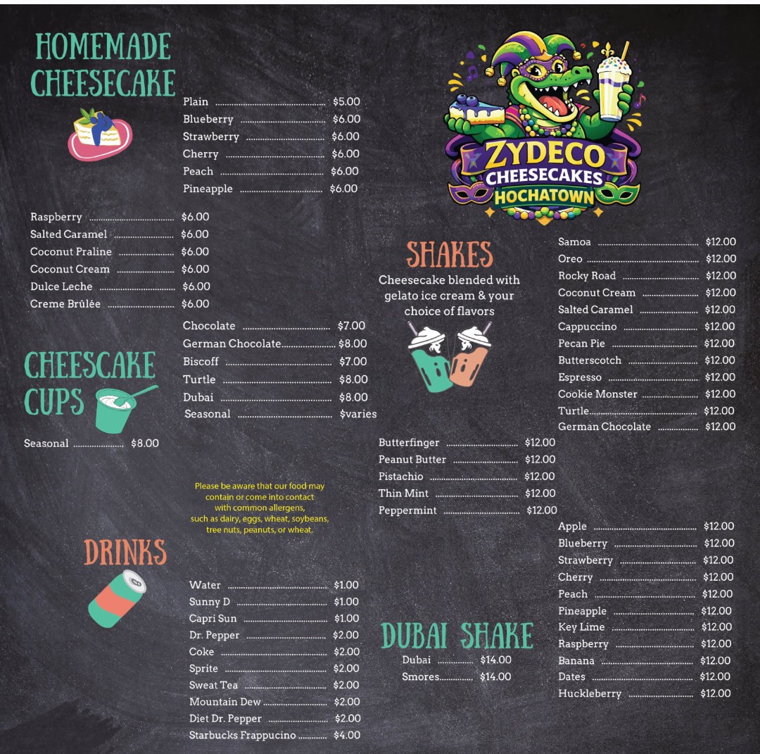 Zydeco Cheesecakes & Shakes Photo Menu 1