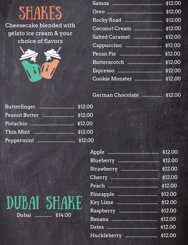 Zydeco Cheesecakes & Shakes Photo Menu 2