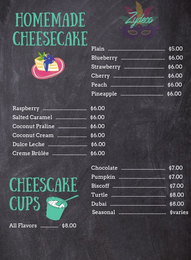 Zydeco Cheesecakes & Shakes Photo Menu 3