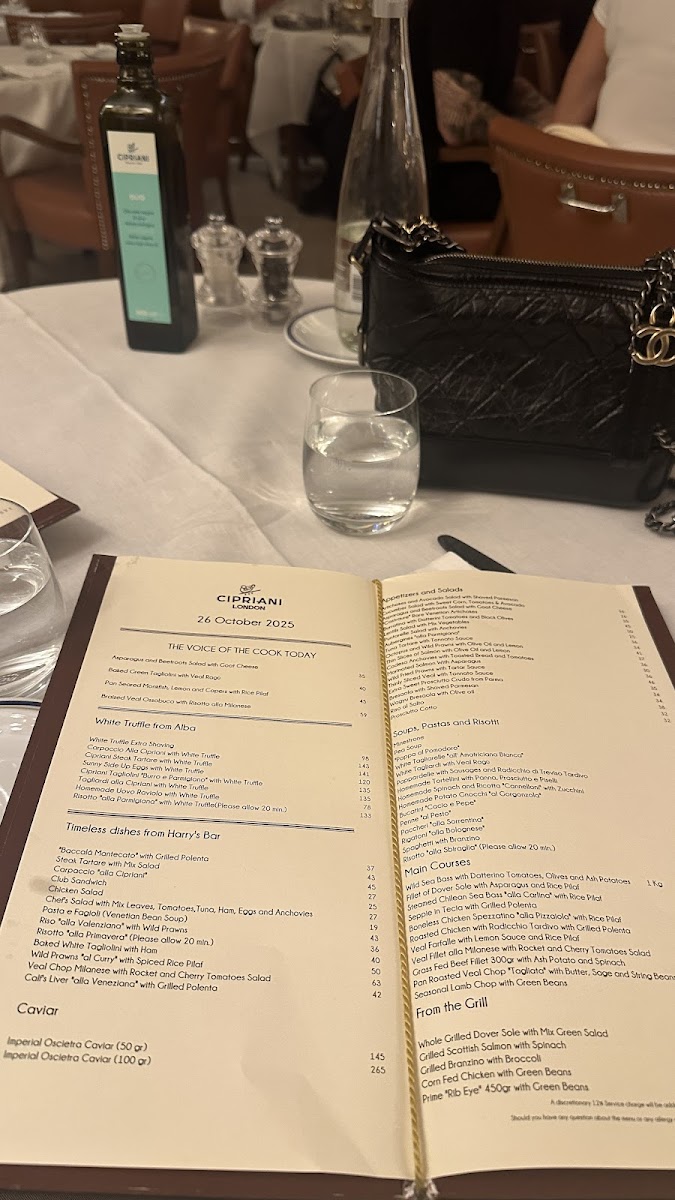Cipriani London Photo Menu 1