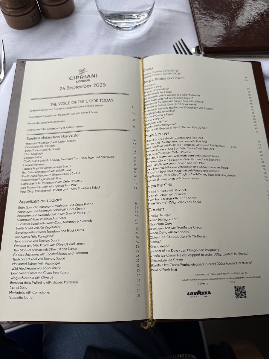 Cipriani London Photo Menu 2