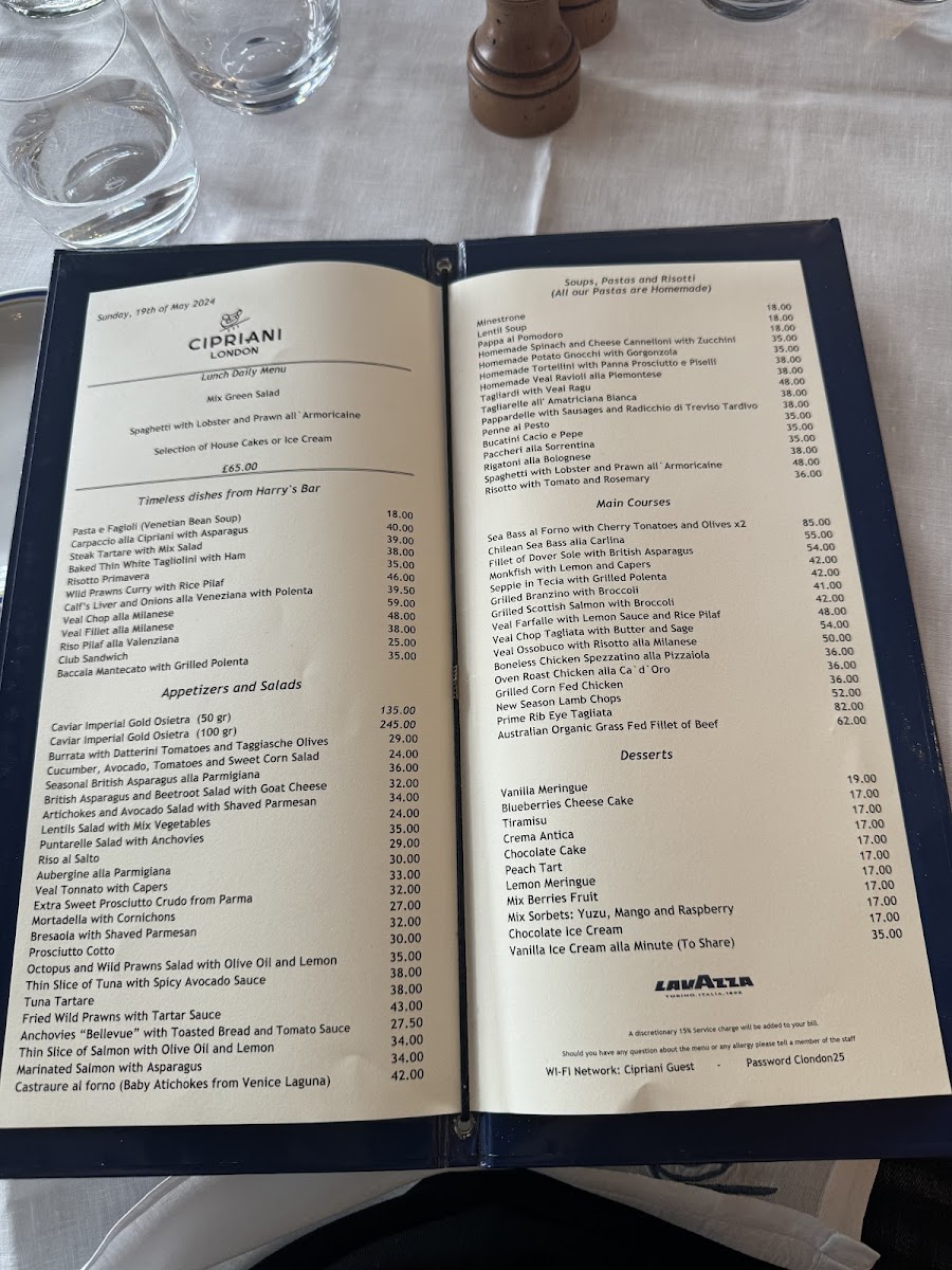 Cipriani London Photo Menu 4