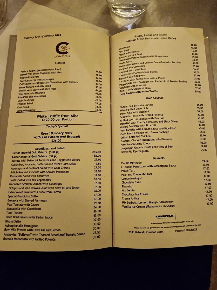 Cipriani London Photo Menu 6