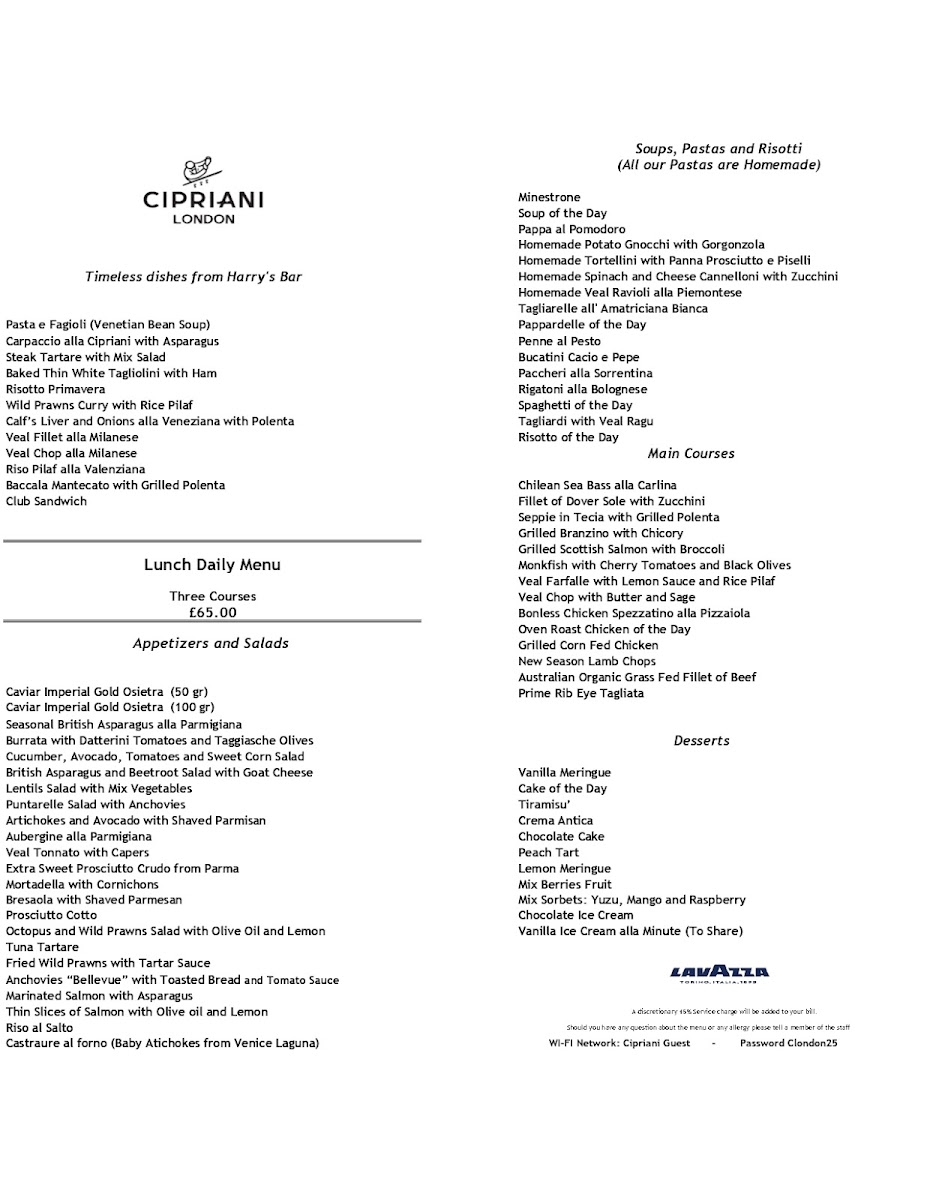 Cipriani London Photo Menu 7
