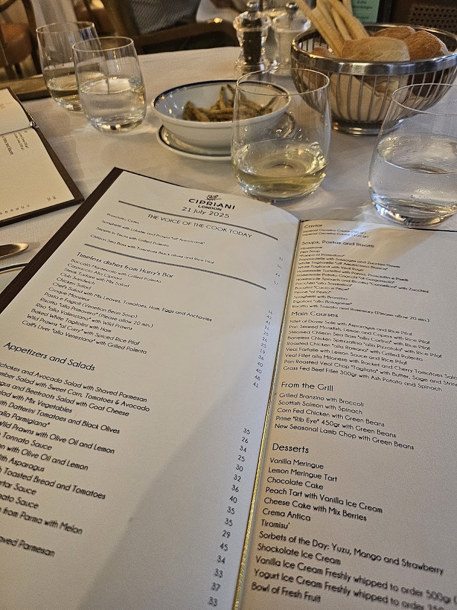 Cipriani London Photo Menu 9