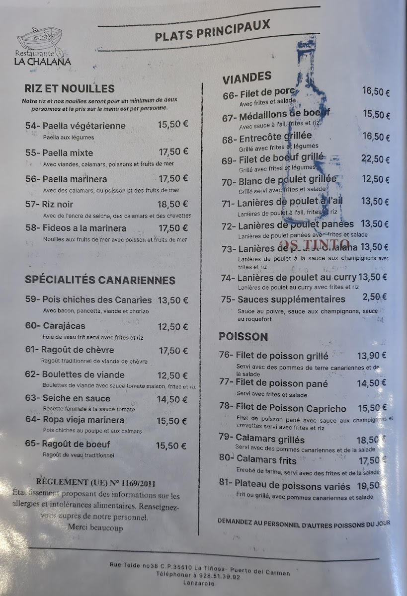 Restaurante La Chalana (The Flatboat) Photo Menu 4