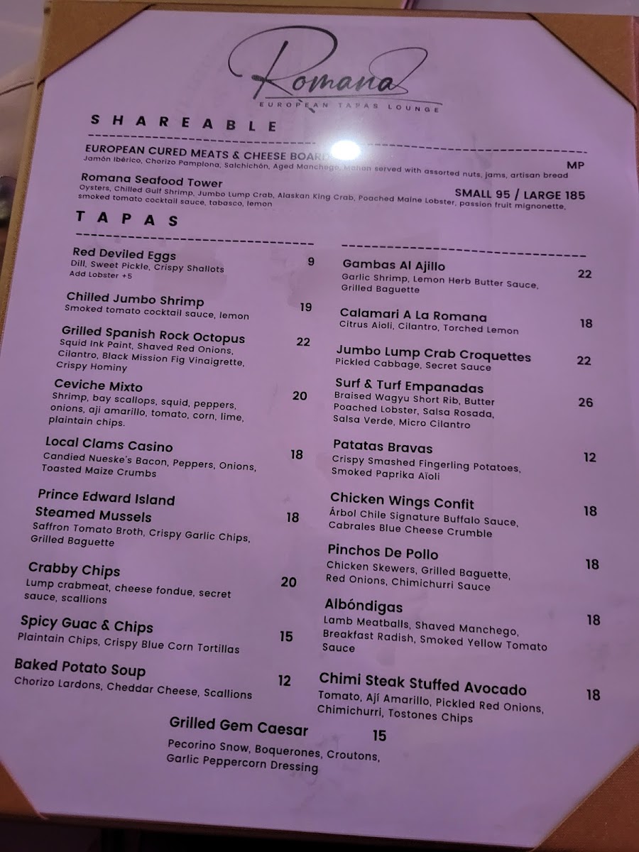 Romana European Tapas Photo Menu 1