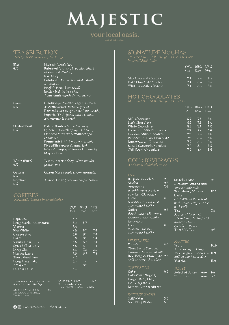 Majestic Cafe - Riccarton Photo Menu 1