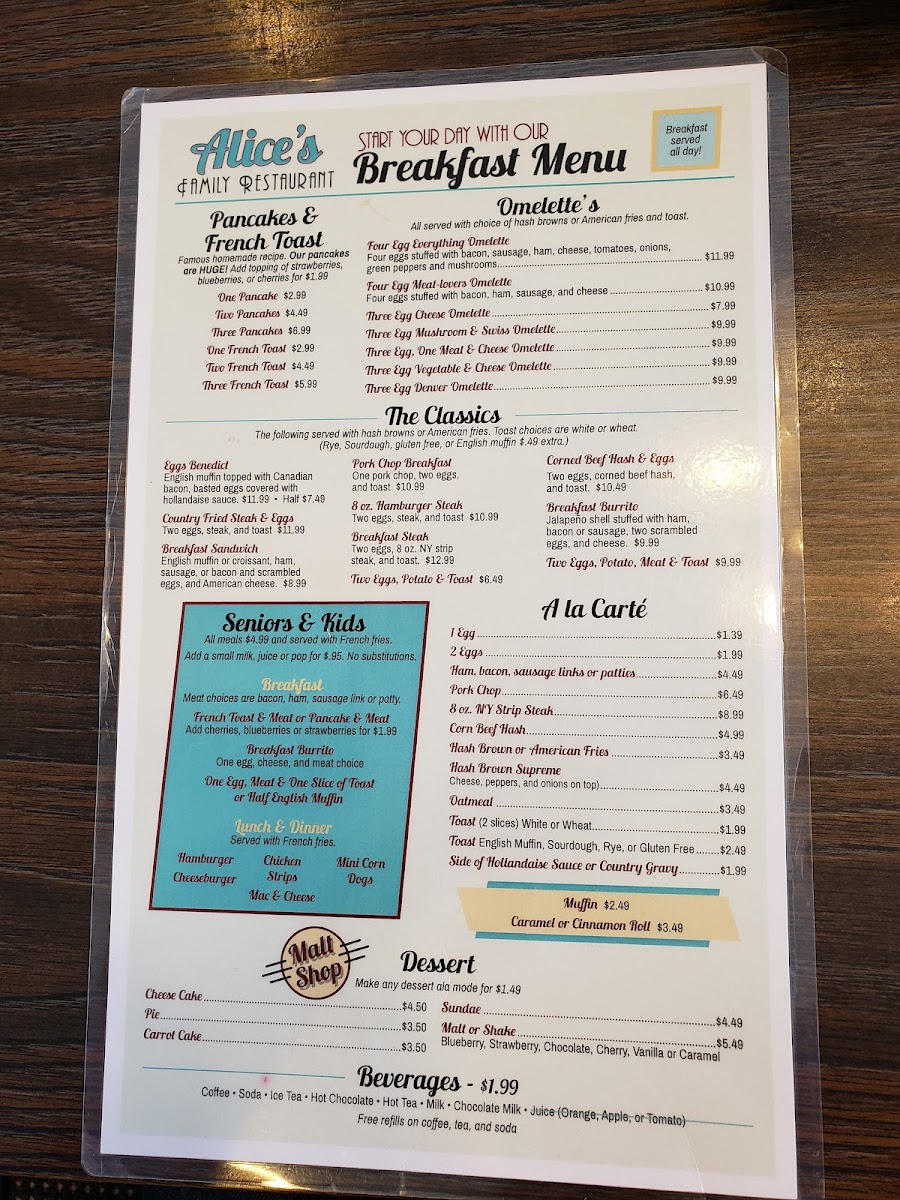 Alice's Family Restaurant Photo Menu 7