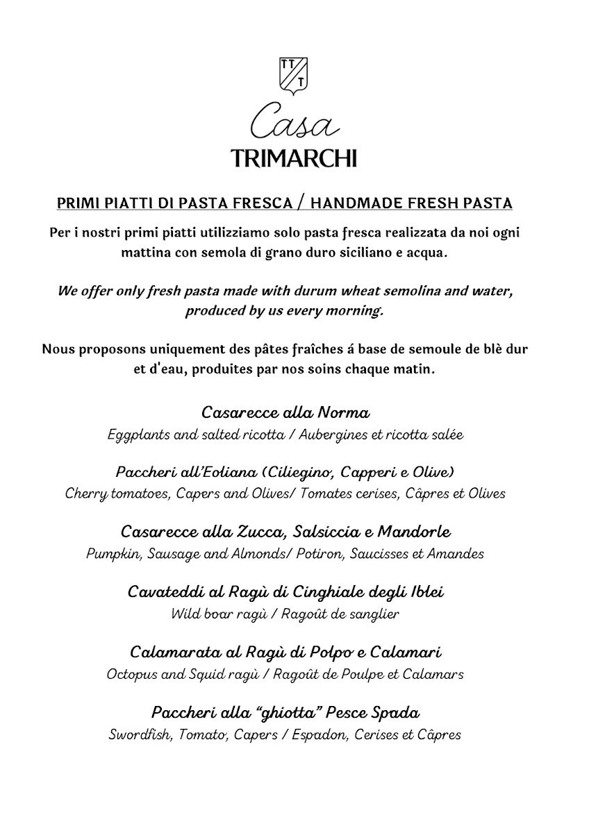 Casa Trimarchi - Ristorante in Ortigia Photo Menu 2