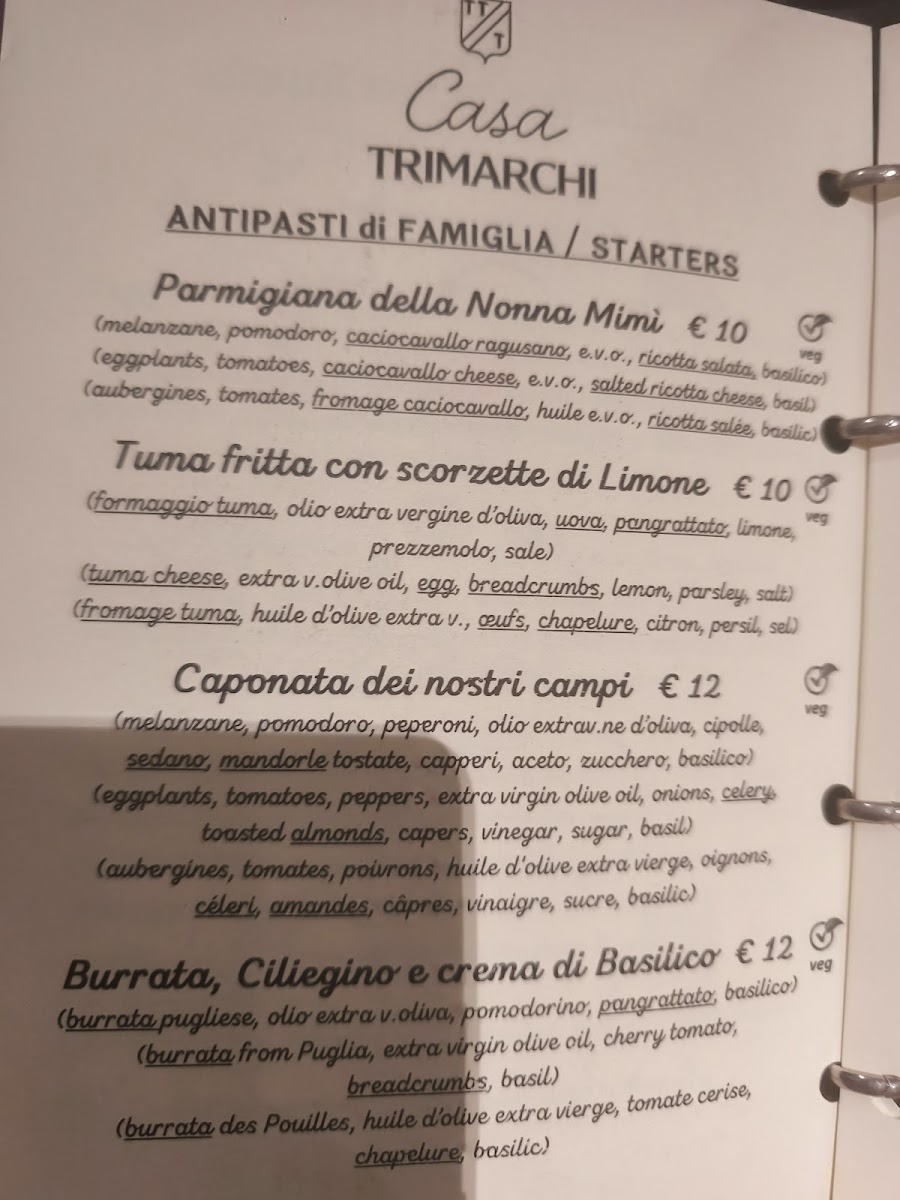 Casa Trimarchi - Ristorante in Ortigia Photo Menu 3