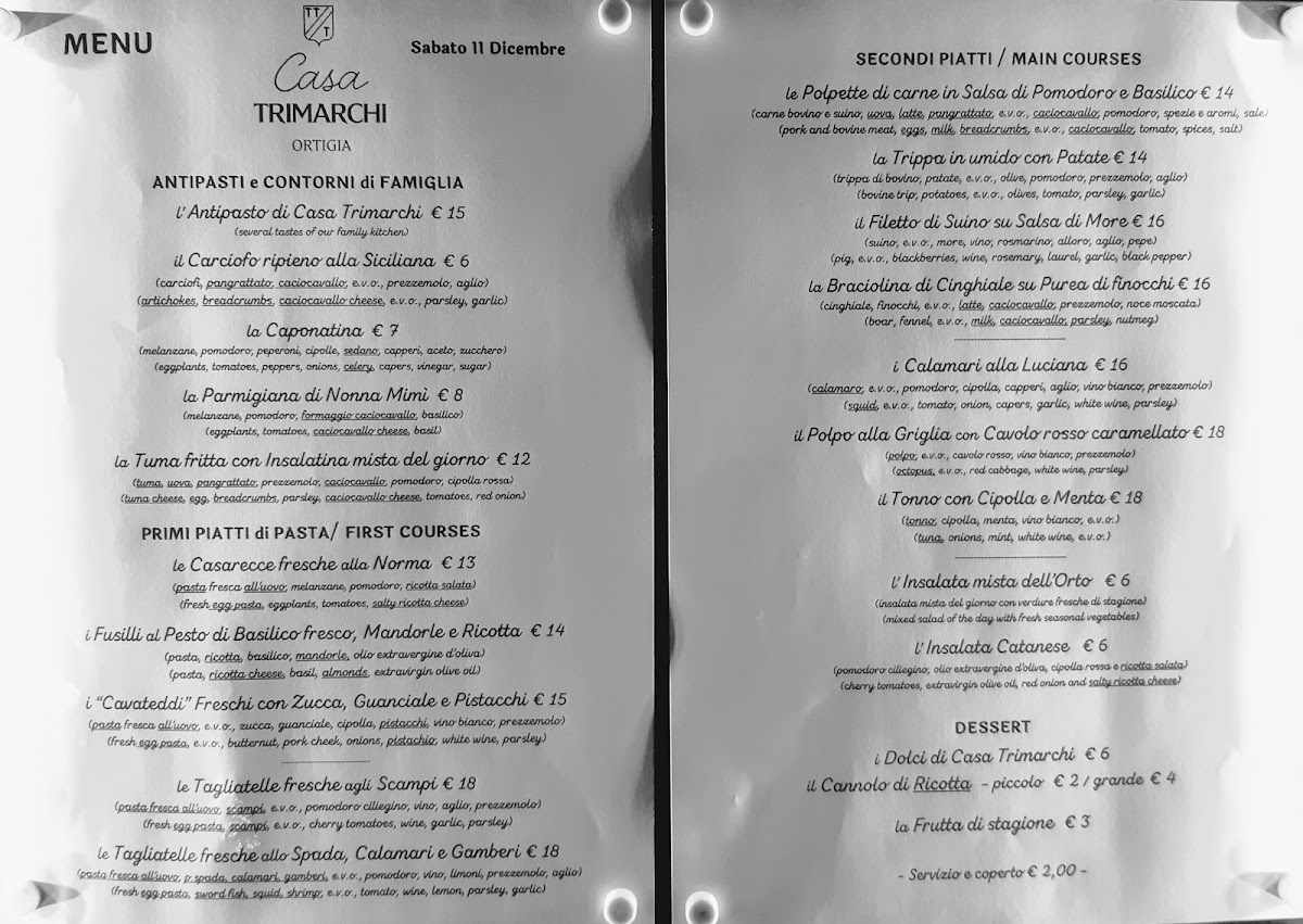 Casa Trimarchi - Ristorante in Ortigia Photo Menu 9